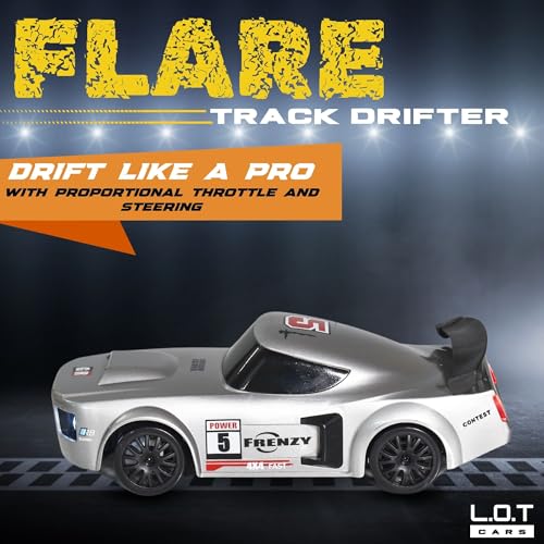 Image of L.O.T TOYS Flare Remote Control Car | 20Kmph, 2.4Ghz | Rc, Remote, Rc Drift Car, 4 Wheel Drive, Boost Mode, Long Range Remote, Hard Plastic Top with LED Head Light (Underground Grey)