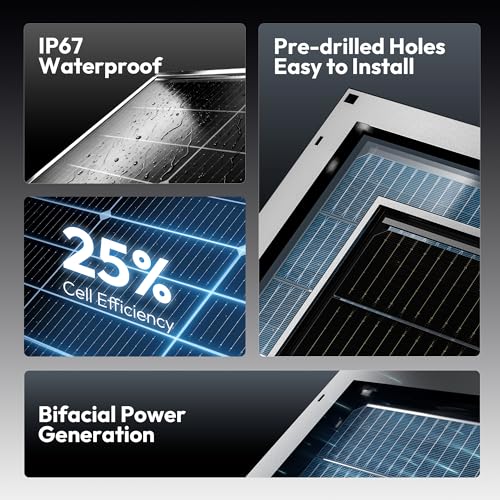 Image of Epoch 200W Bifacial Solar Panels,16BB 12 /24 Volt Monocrystalline Solar Panel, High-Efficiency Waterproof Solar Module for RV Camping, Boat, Marine,Off-Grid (200w Single)