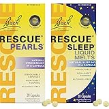 Stress & Sleep Bundle, Bach Rescue Pearls, Natural Stress Relief [and] Rescue Sleep Liquid Melts, Natural Sleep Aid - 2-Pk, Homeopathic Flower Essence