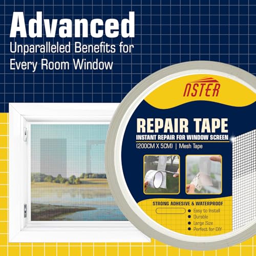 Image of VIVNITS Mosquito Net Repair Tape (200cm x 5cm) - Self Adhesive Fiberglass Mesh Patch Roll for Window & Door Screen Repair, Fix Broken Net Holes, Durable & Strong, Pack of 1 (200Cm X 5CM)