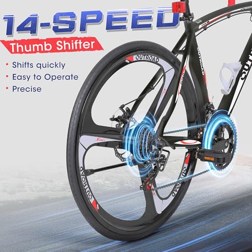 Outroad Hybrid Bikes, 26 inch 14/21 Speed 700C Wheel Road