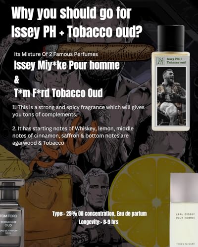 Image of TOXICMALE Issey PH + Tobacco oud | Perfect Long lasting Men's perfume for Office & Daily use | perfumes for men | Gift for him | TMA13 | 50 ml perfume | TM Perfume House