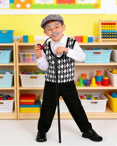 Disfraz de anciano para niños 5-7 años 7 piezas miniatura 3