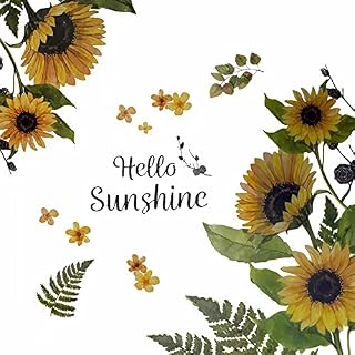 Evenwils Sunflower Wall Stickers Set 2 PCS, Flowers Wall Sticker Art Decals DIY Home Decoration Hello Sunshine Stickers Indoor for Living Room, Bedroom, Bathroom & Kitchen (90 * 30 cm) * 2