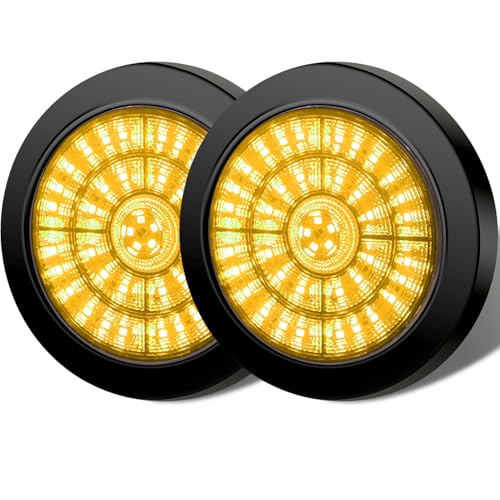 Feux arrière rond pour remorque 12V 4" couleur ambre idéal pour camion et camping-car x2