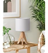 EDISHINE Lampe de Chevet en Bois, E27 Douille, Trépied Vintage, Ampoule non Incluse, 36 x 20 x 20...