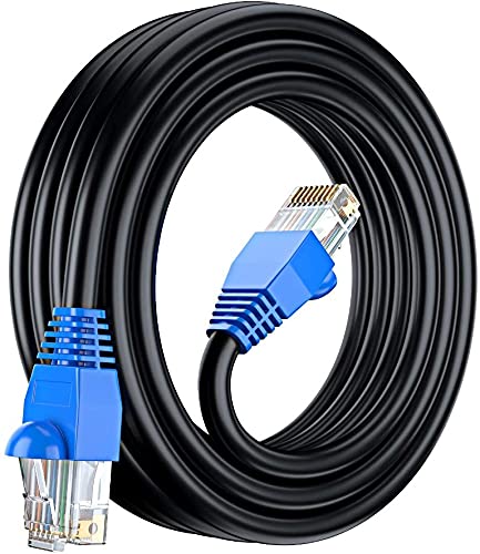 Sadow 50 Meter Cat6 Outdoor Ethernet Cable Cat 6 Network Cable Heavy Duty Direct Burial In-Ground 24AWG UTP Waterproof UV Resistant RJ45 LAN Cable (50)