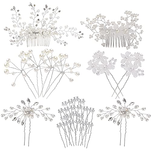inSowni 30 Pack Silver Wedding Bridal Hair Side Combs+U Shaped Hair...