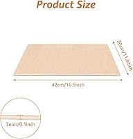 Vista 2 de 10 piezas de hojas de madera contrachapada de abedul báltico de 16 x 12 x 1/8 pulgadas, 3 mm de madera contrachapada sin acabado para manualidades