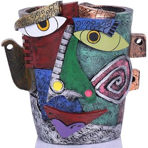 GrivSheen Picasso Brutalist Abstract Beauty Face Flower Pot,Decorative Colorful Head Planter for Patio,Funky Plant Pots,Unique Large Flower Vase for Indoor Plants,Funny Flower Vases Pots Cover