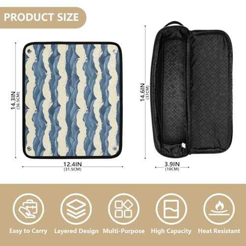 Bolsa de viaje resistente al calor Water Sea Marble para herramientas de cabello, incluye tapete aislante para planchas, rizadores y organizador portátil miniatura 4