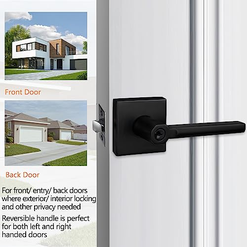 Image of NEWBANG (4Pack) Different Key Entry Lever Lock in Venetian Matt Black for Exterior Door