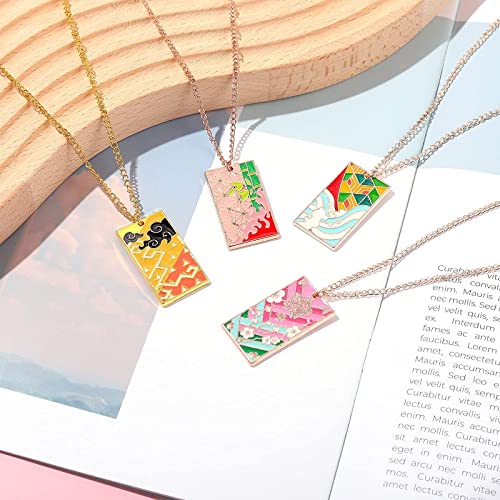 Funboat Kimetsu No Yaiba Nezuko Earring Necklace Set - Tanjiro Zenitsu Anime Hanafuda Pendant Jewelry - Cosplay Gifts For Kids Girls Teens Women Men (Nezuko Set) #TOP4