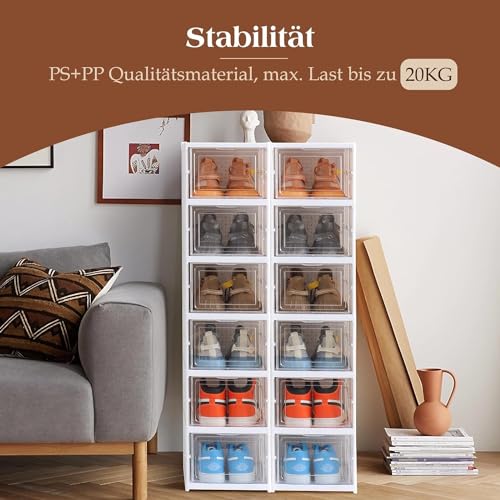 Squado Scatole Scarpe Porta Trasparenti 6 Piani Pieghevole Contenitori Organizzatore Portascarpe Scarpiera Shoe Storage Box Con Coperchio - 6