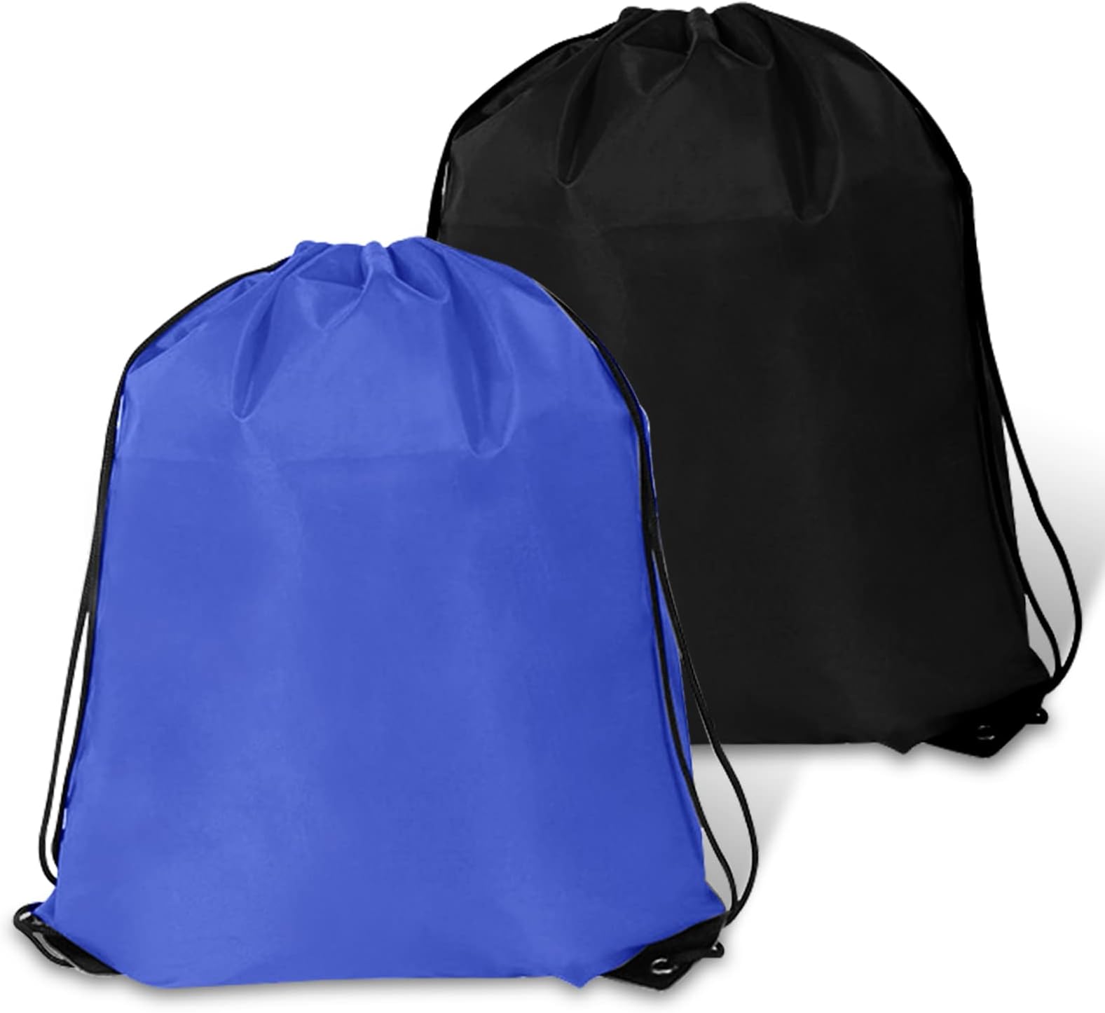 SerDa-Run6PCS/2PCS Drawstring Backpack String Bag Beach Daypack Bags Bulk X-Large Sports Cinch Sack Gym String Bags Machine Washable, Black+blue, Soft Backpack