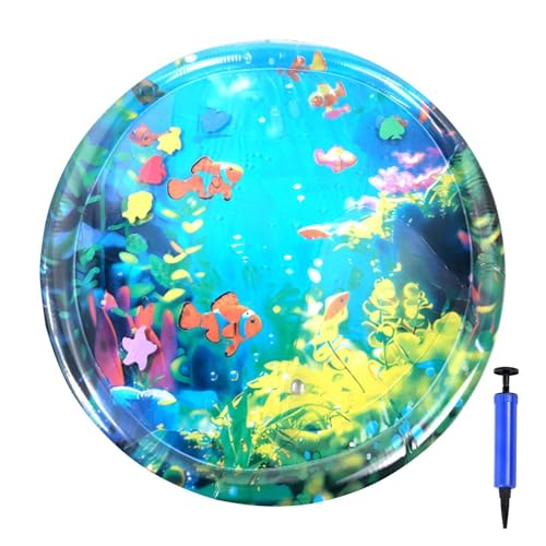 Pet Water Sensory Mat, Inflatable Cooling Pad, Interactive Play Bed, 92.5x92.5cm, Thickened Leak-Proof Design, Includes Pump, Id