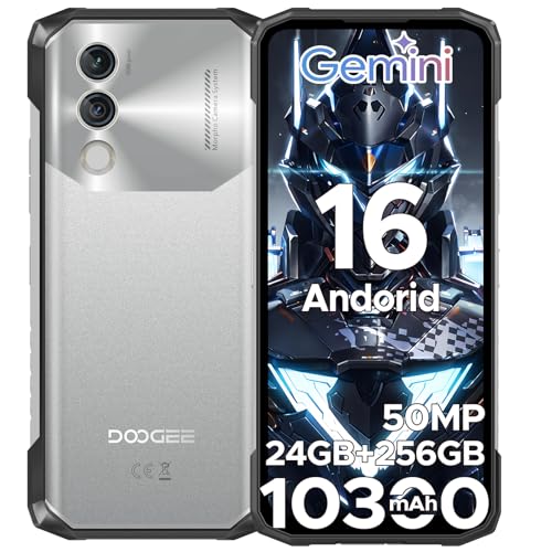 DOOGEE Blade 10 Power Android 16 Telefono Movil Resistente, 10300mAh 24GB+256GB/2TB Móvil Rugerizado, 6.6” Smartphone NFC, Cámara 50MP/Face ID/Huella/Widevine L1/3 Ranura Tarjetas/Dual 4G/GPS/Huella