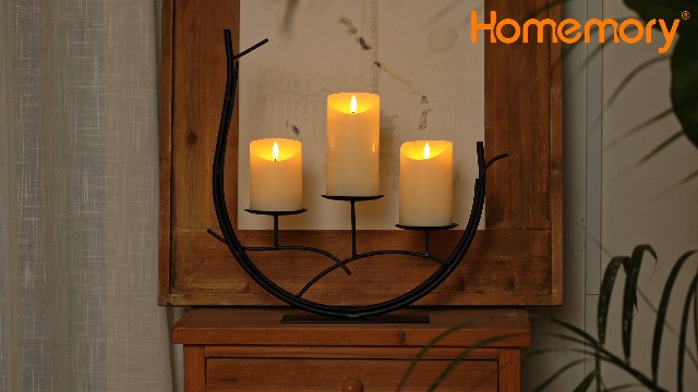 Image of Homemory Flickering Flameless Candles, Realistic LED Candles with Remote and Timer, Textured Wax with Water Ripple, Battery Operated Wax Candles, Set of 3, Ivory