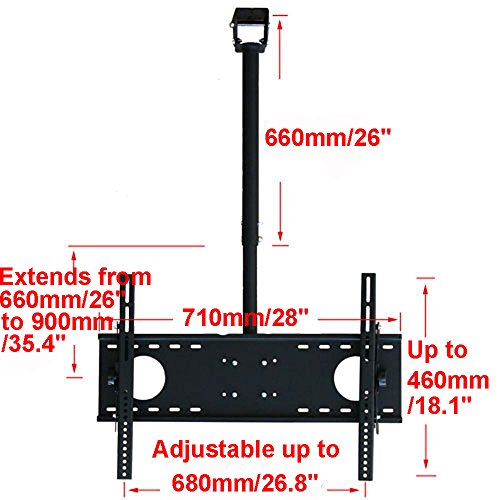 VideoSecu LCD Plasma Flat Panel TV Ceiling Mount Bracket for Most 37-60" Plasma TV Flat Panel Displays, Some up to 75" LED TV with VESA 200x200 400x400 600x400 680x460mm MPC53B 1S5