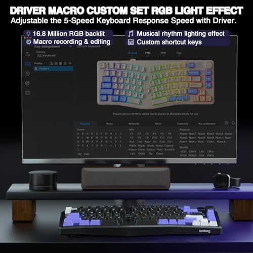 Image of CORBOBO x LEOBOG A75 Alice Ergonomic Keyboard, Wireless Mechanical Gaming Keyboard Tri-Mode BT5.0 /2.4G /Wired with Joystick and Knob, 75% Layout RGB Backlit Hot Swappable Linear Switches for Win