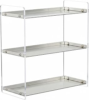 Acrylic Storage Shelf Countertop Organizer Rack Stand Storage Riser with Stainless Steel Frame and Resistant Coating Suitable for Kitchen Office Dorm Apartment Station Vanity