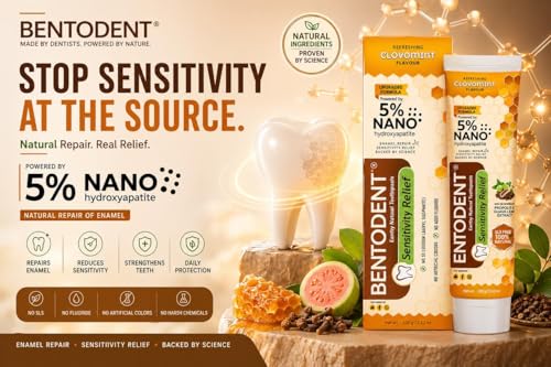Image of Bentodent Toothpaste - Natural Sensitivity Relief Toothpaste, Clove & Mint With Bentonite Clay & Propolis | SLS-Free, Fluoride-Free,100G