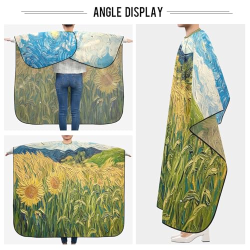 Capa para Corte de Cabello Van Gogh's Fields Impermeable Profesional para Barbería con Cierre Ajustable de Broche para Estilismo y Peluquería miniatura 5
