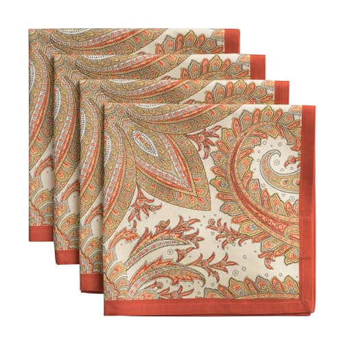 Maison d' Hermine Cloth Napkins Set of 4 100% Cotton Everyday Reusable Square Napkins Cloth Washable, Dinner, Party, Wedding, Restaurant (Kashmir Paisley, 20