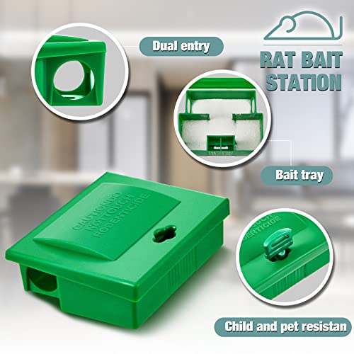 24 Pcs Mice Bait Station With Key Small Bait Station Traps Reusable Mouse Traps Outdoor Smart Tamper Proof Cage House Small Bait Boxes For Mice And Other Pests (Green) #TOP2