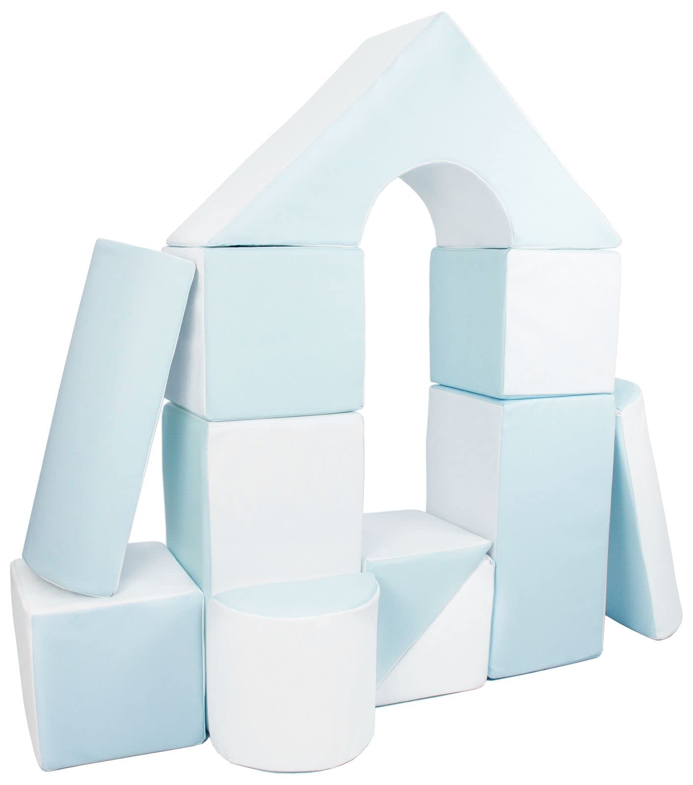 Velinda 11 pcs coloured,building blocks, soft,foam,children,kids, toy,nursery,playgroup (colour: white, blue (pastel))