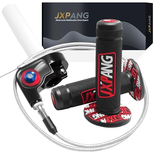 JXPANG 22mm 7/8 Throttle Twists Grip with Throttle Cable Upgraded Universal for Off-Road Motorcycle 250 Dirt Pit Motor Mini Bike YCF CRF70 TTR SSR KLX110 Thumpstar (Type A-Red)