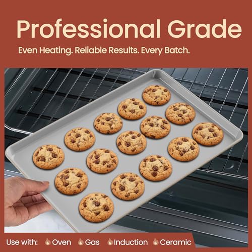 Bakken 8-Piece Ceramic Coated Bakeware Sets, Nonstick Aluminized Steel Pans with Muffin, Loaf, Cake, Roasting Pan, & Cooling Rack, Oven Safe Up To 500°F, Dishwasher Safe, BPA, PTFE & PFAS Free, Cream - Image 4