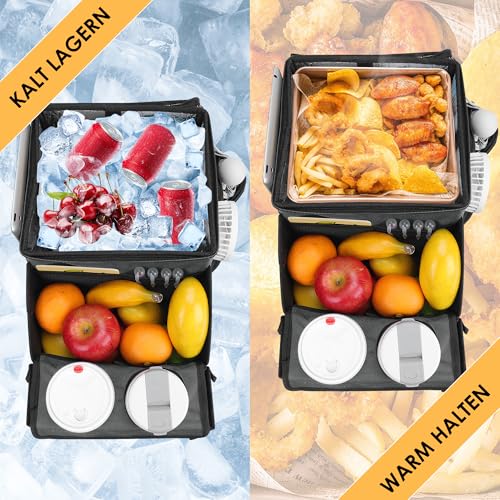 Image of Backseat Organizer for Kids & Adults - Car Seat Cooler Warmer with 2-in-1 Writing Tray, Cup Holders & 11 Storage Compartments | Road Trip Car Organizer for Front & Back Seat (Grey)