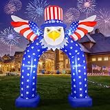 9FT 4th of July Inflatable Outdoor Decoration - Eagle Arch Blow Up Yard Decor with LED Lights, Patriotic...