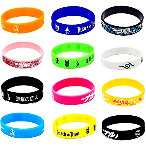 12Pcs Anime Character Symbol Bracelet Cosplay Rubber Wristband Silicone Bracelet For Girls Boys #TOP26
