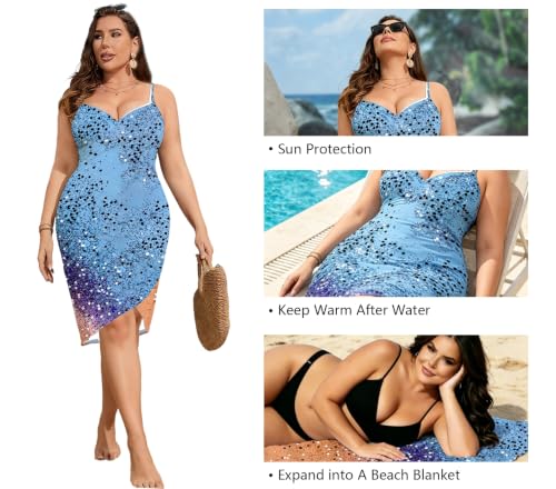 Plus Size Swimsuit Cover Up for Women, Strap Beach Sarong Wrap Dress,1XL — view 4