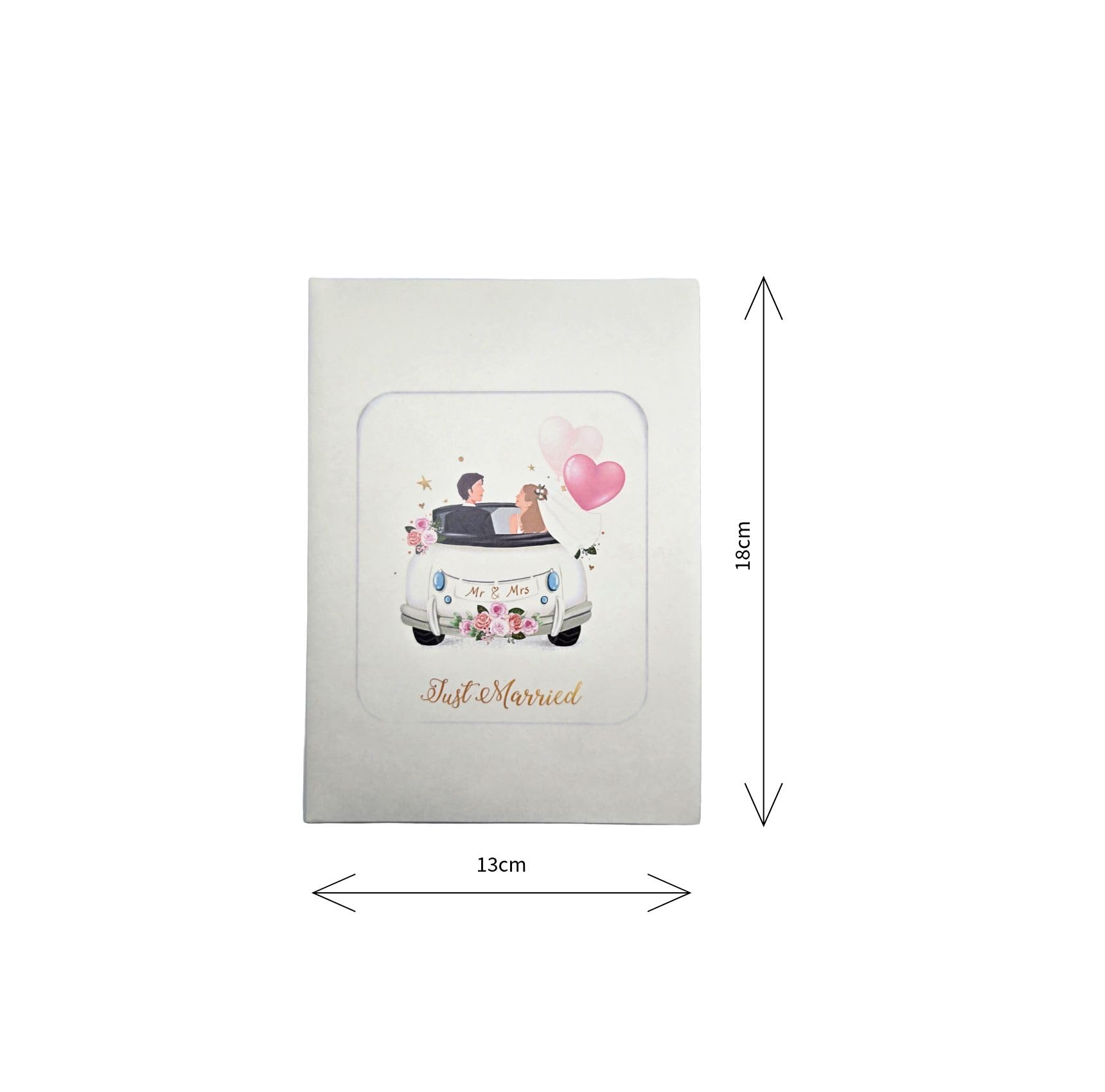 Biglietto di auguri pop-up 3D per matrimonio – Auto con sposi e palloncini – 13 x 18 cm con busta