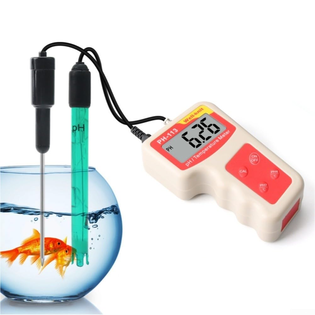 Digital PH-Meter Mit Temperaturtester 0-14 PH Aquarium | ±0,02 Genauigkeit, für atc 0-50°C, Großes LCD, ABS, Kompakt Für Fischbecken, Teich, Hydrokultur