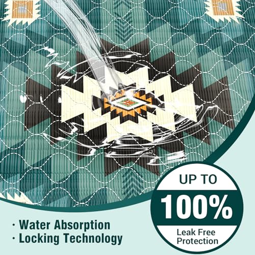 MILDPLUS Printed Washable Bed Pads 34\"X52\" Reusable Underpads Waterproof Mattress Protector Incontinence Bed Pads Pee Pads for Adults, Kids or Pets (Green)