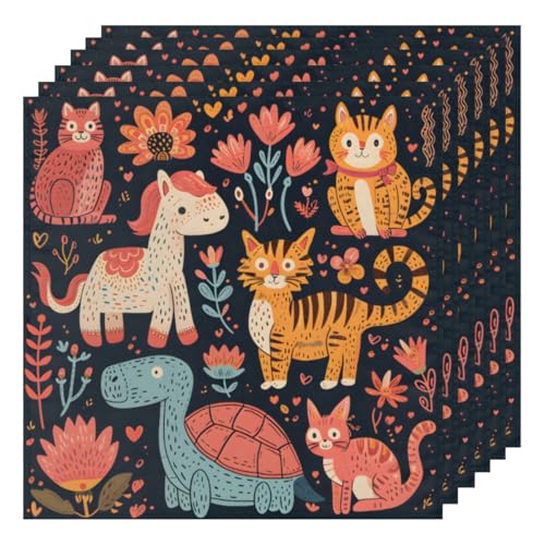 Servilletas de Tela Animals Set x6 50.5x50.5 cm Multicolor miniatura 1