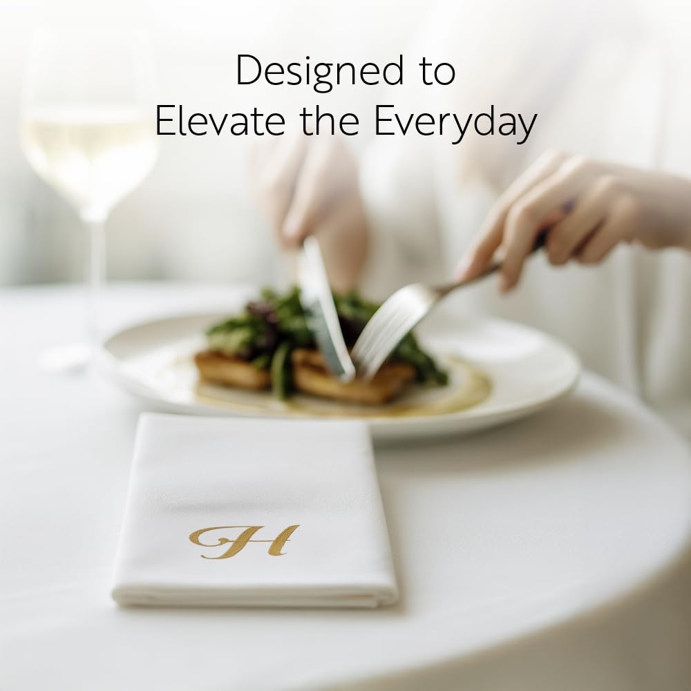Restaurantware Luxenap - Toallas de invitados de 15.8 x 7.9 pulgadas, 50 toallas de mano con letras plateadas, letra cursiva, papel blanco, para baños y mesas