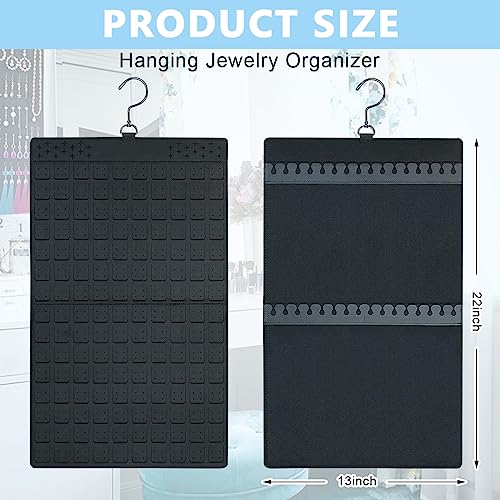 Image of HASTHIP 1pc Double-Sided Jewellery Organizer, 300 Pairs, 30 Necklaces | Double-Sided Storage, Clear Pocket Visibility, Felt Construction,