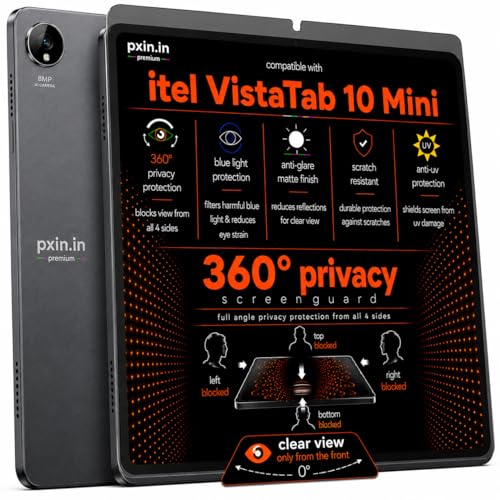 Image of Pxin 360 Pro Privacy Screen guard compatible with itel VistaTab 10 Mini | Anti Glare | Anti UV | Anti Blue | Anti Reflection | Privacy Filter | Unbreakable Build