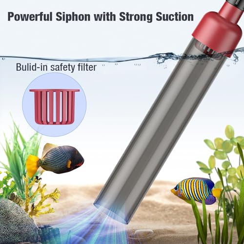 Image of Fish Tank Siphon Vacuum Cleaner: 4 in 1 Manual Aquarium Vacuum Cleaner for Water Change, Sand Cleaning and Remove Dirt, Fish Tank Cleaner Vacuum with Adjustable Length