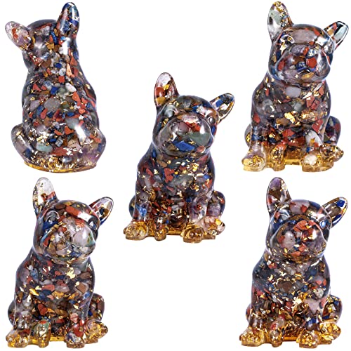 mookaitedecor 3 Inch Mixed Crystals French Bulldog Dog Statue Ornament, Semi Precious Stone Lover Gift - Image 4