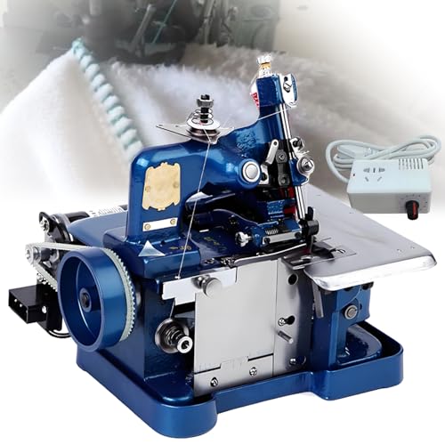 Quixnova Máquinas remalladoras y overlock de 250 W - Máquina de Coser Industrial automática de 3000 Puntadas/Minuto para Tejidos de Punto, Vaqueros, Tiendas de campaña y Otros artículos Blue