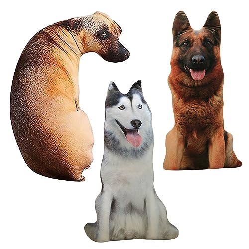 Travesseiro em forma de cachorro, almofada 3D realista personalizada para cães de 50,8 cm, almofada