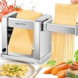 NEWTRY Electric Pasta Maker Family Noodle Making Machine Dough Roller Press Cutter with 3 Blade Attachments 2mm/4mm/6.5mm Pasta for Home Use US 110V