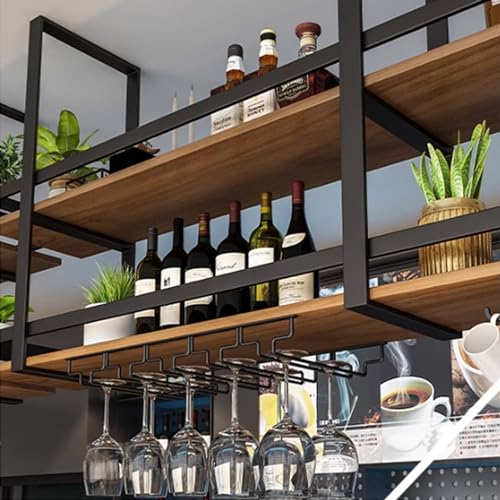 Casier à vin suspendu en verre et métal rétro pour bar chic - 8