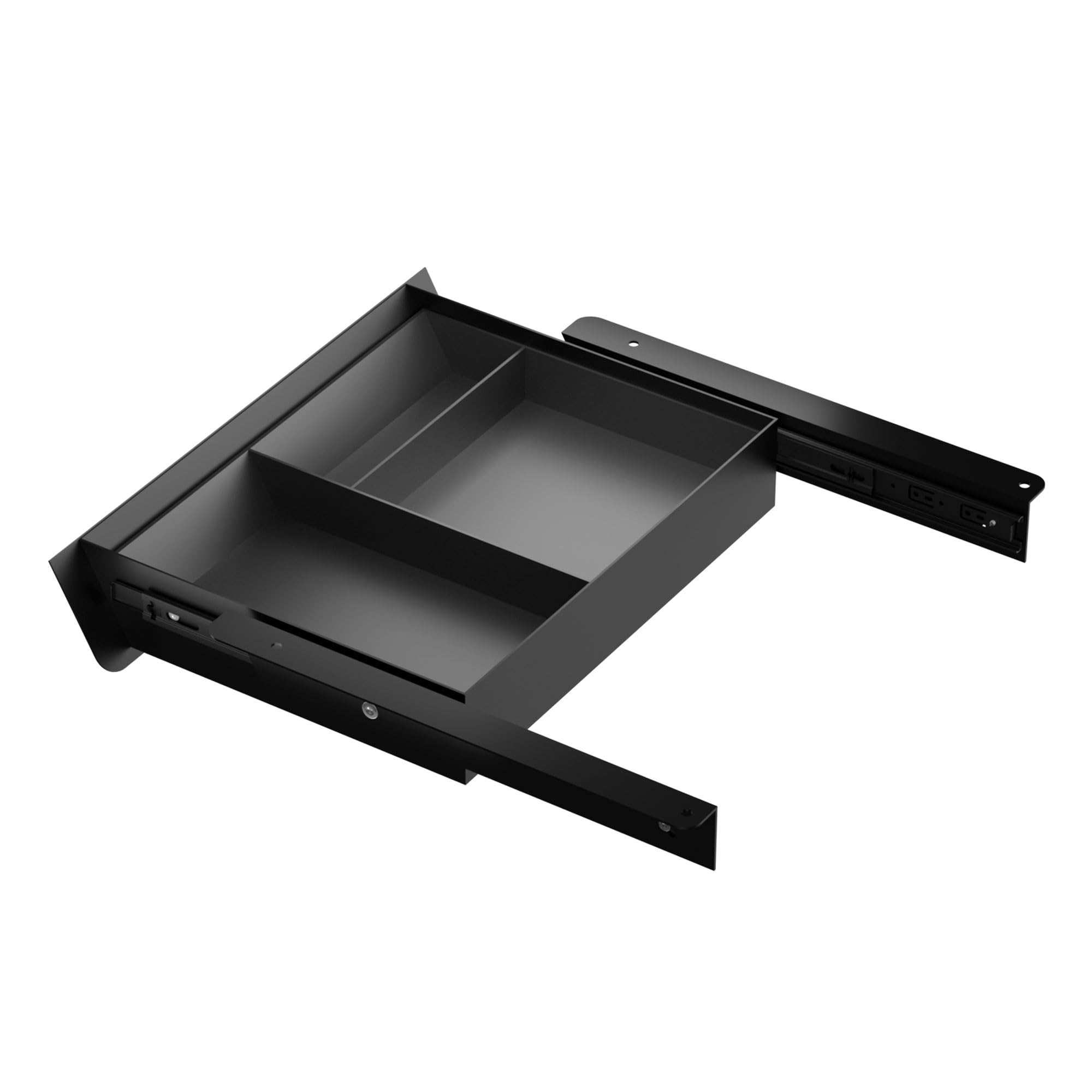 Under Desk Drawer with Removable Tray, 15.4" Wide 2-in-1 Organizer – 60° Ergonomic Tilt, 4-Compartment Insert for Pens, Phones &amp; Cables, Ball Bearing Slides, for Home Office &amp; Student Desk